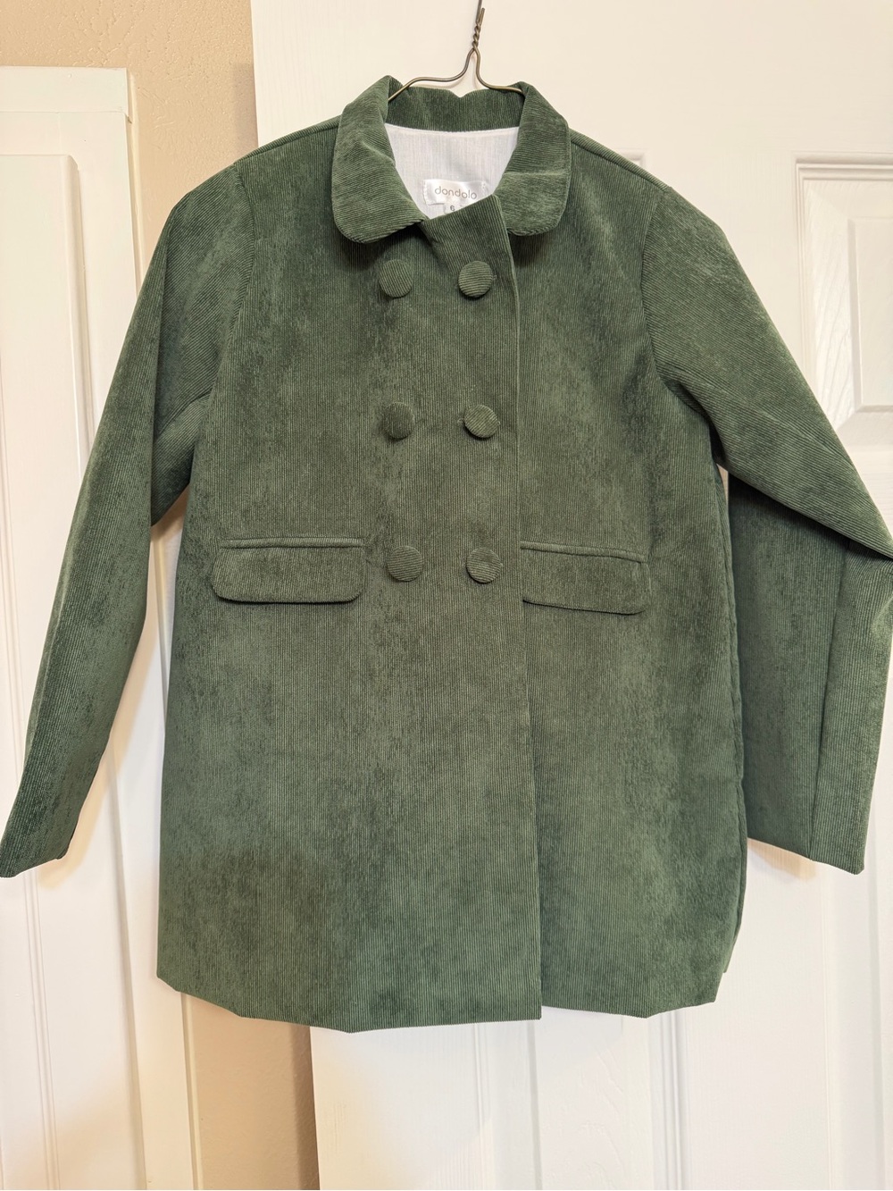 Girls' Double-Breasted Green Pea Coat by Dondolo